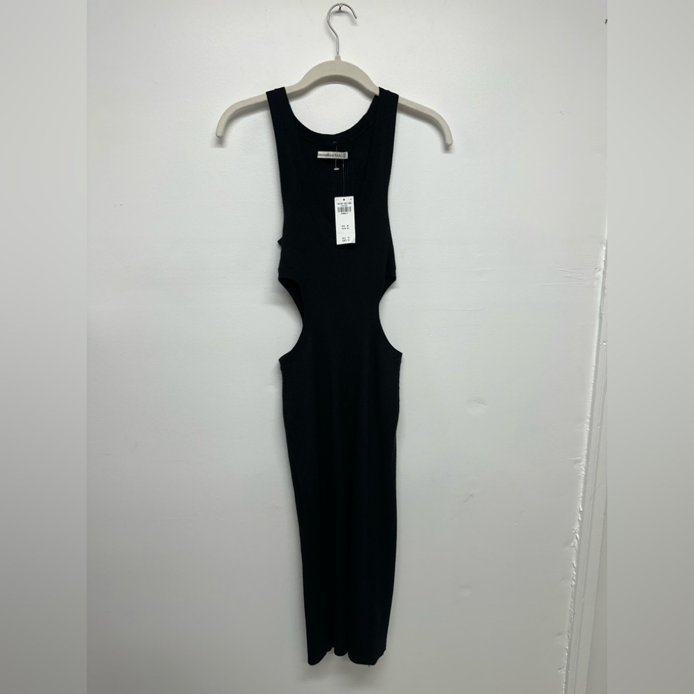 Abercrombie and fitch black elevated knit cutout midi dress - Picture 4 of 8